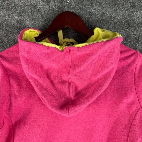 The North Face Hoodie Womens Medium Pink Cotton Blend Long Sleeve Logo Yellow Ti - Picture 8 of 8
